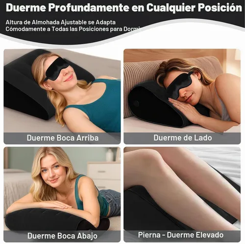 Vista 2 de Almohada inflable de cuña para dormir y viajar, soporte multiusos para espalda, piernas y rodillas, cojín triangular portátil para cama, sofá u