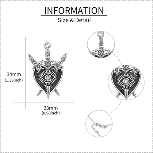 Vista 4 de URONE Collar de plata de ley con dije de mal de ojo, regalo de joyería para mujer