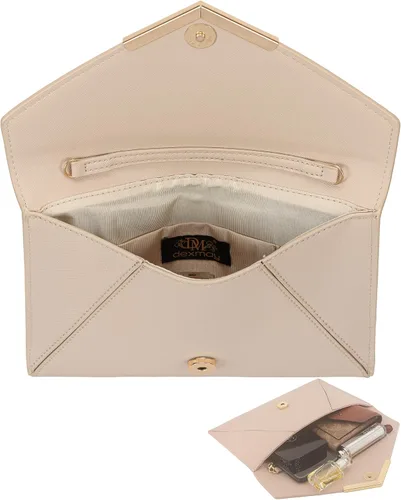 Vista 6 de Dexmay - Bolso de mano tipo sobre para mujer, tamaño mediano, de piel saffiano, plegable