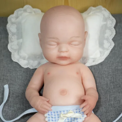 Vista 4 de AISITE Muñeca bebé niña de silicona completa de 16 pulgadas – Muñecas realistas Reborn de silicona de cuerpo completo durmiendo niña (ojos cerrados)
