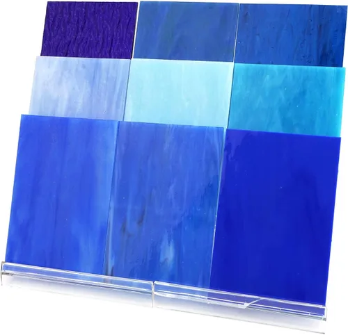 Vista 7 de Lanyani (10 hojas) Paquete de hojas de vidrio de colores azules variedad 4 x 6 pulgadas de vidrio de arte opalino Tiffany, texturas mixtas