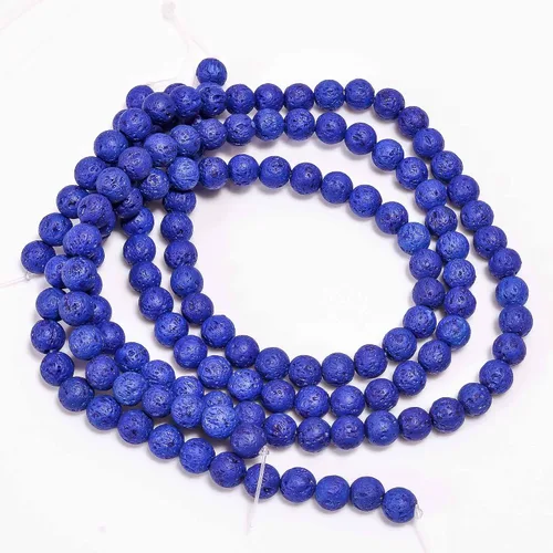 Vista 6 de Abalorio de lava natural de color mixto, 0.315 in, 0.236 in, 0.157 in, piedra redonda de piedra para hacer joyas, pulseras de mujer y hombres hechos