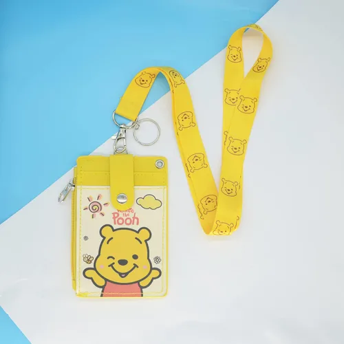 Vista 6 de Winnie - Lindo tarjetero con cordón, tarjetero para tarjetas de crédito de identificación de Pooh, bolsa con cordón, funda para tarjetas de cuello