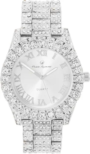 Vista 8 de Reloj de mujer con bisel grande de rocas, esfera de color con números romanos, totalmente cubierto en cristales - ST10327LA