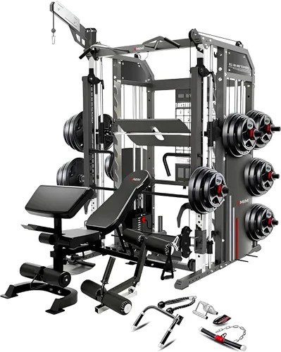Vista 11 de Hercules EX Commercial All in One Gym Machine 400 lb Weight Stack Adj Bench Leg Press Jammer Arms Leg Extension Arm Curl LAT Seat 24 Attachments