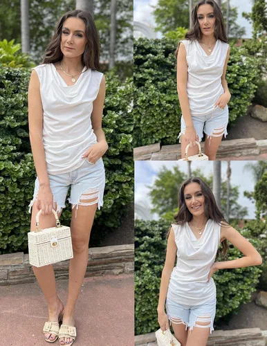 Vista 3 de Zeagoo - Camiseta sin mangas para mujer, estilo moderno, para salir, camisetas sin mangas, camisas arrugadas, camiseta casual básica para negocios