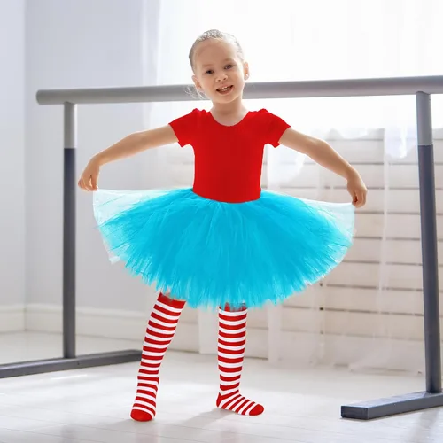 Vista 7 de Zhanmai 5 Layered Tutu Skirt for Kids Tulle Tutu Skirt with Tube Socks Princess Runners Costumes Cosplay for Girls Kids
