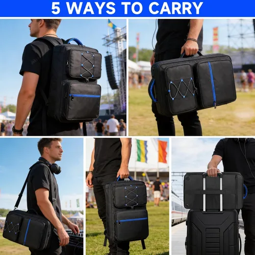 Vista 8 de Funda para controlador de DJ compatible con Pioneer DDJ-FLX4/DDJ-REV1 Negro&azul