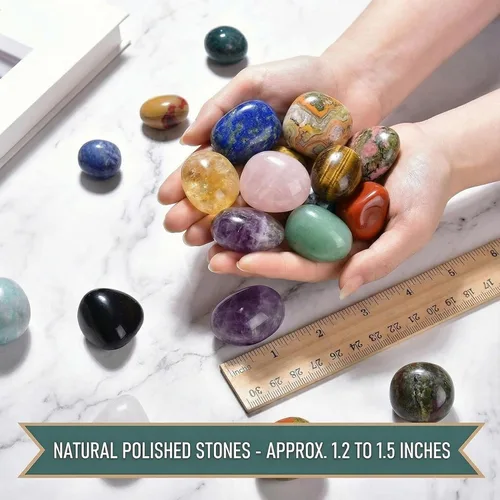 Vista 4 de Piedras de cristal de amatista pulidas - 1 pieza de 1.2" Piedra de preocupación para ansiedad, piedra de palma de bolsillo super grande, piedras