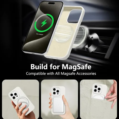 Vista 163 de Funda magnética de silicona para iPhone 13 Pro, color blanco antiguo [Compatible con Magsafe] [Forro de microfibra suave antiarañazos], funda