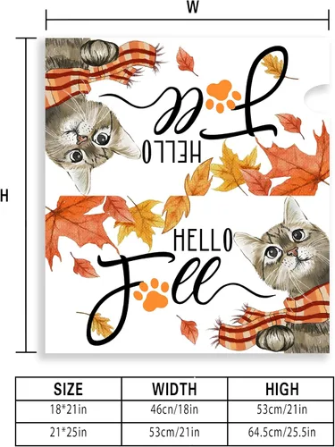 Vista 6 de Funda para buzón de otoño de 21 x 18 pulgadas, fundas para buzón de texto "Hello Fall", diseño de otoño de cosecha de Acción de Gracias, magnéticas