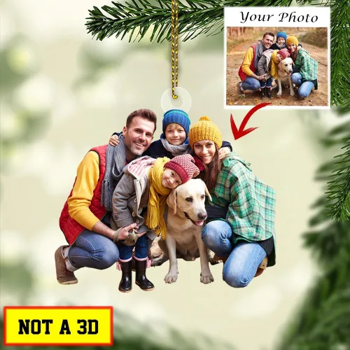 Vista 2 de Adorno fotográfico personalizado para árbol de Navidad 2D, adorno de Navidad personalizado con foto, regalos de Navidad para amigos familiares