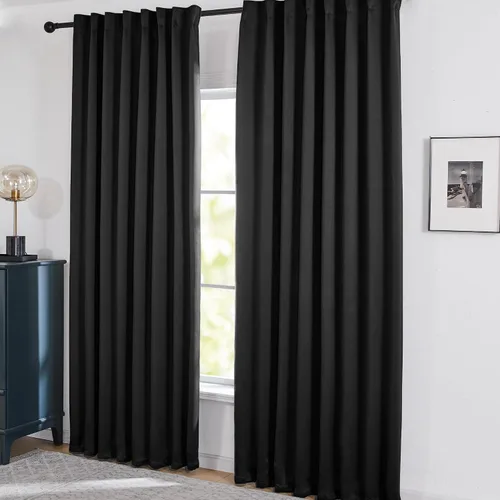 Vista 3 de Deconovo Cortinas 100% opacas para dormitorio, cortina con aislamiento térmico, panel de sala de estar insonorizado, certificado Oeko-TEX, cortinas