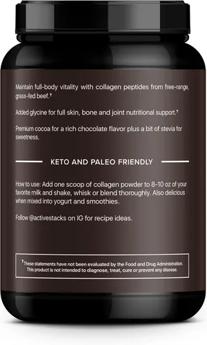 Vista 2 de Proteína en polvo de péptidos de colágeno, chocolate, apoya el cabello, la piel, los huesos y las articulaciones saludables para hombres y mujeres