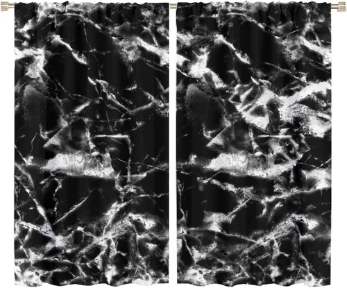 Vista 24 de Cortinas opacas con estampado abstracto de mármol en blanco y negro, para dormitorio, cafetería, comedor, oficina, sala de estar, cocina, 42 x 45