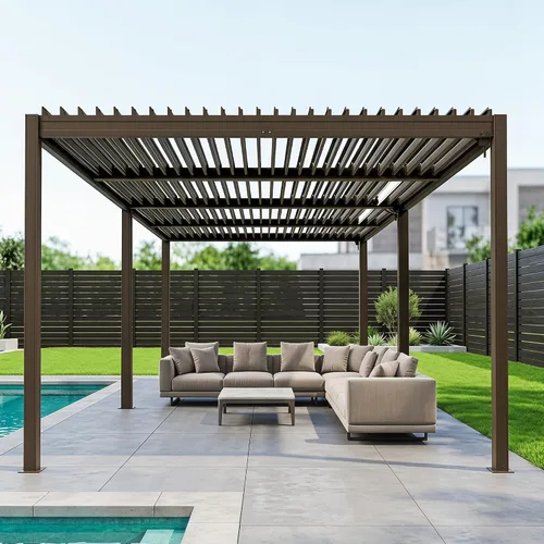 Vista 15 de Domi Pergola Screen All Aluminum, sombra de privacidad, 1 paquete, marrón