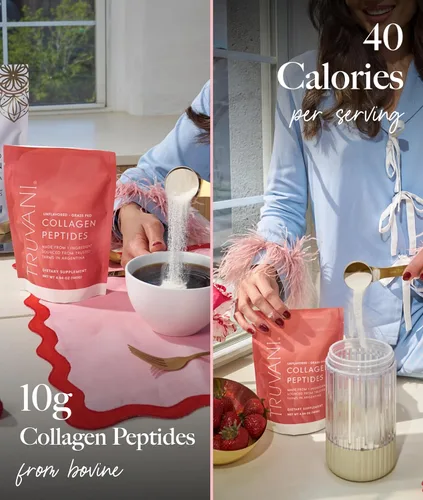 Vista 5 de Truvani - Péptidos hidrolizados de colágeno Sin sabor 1 porción 20g de polvo de proteína de colágeno alimentado con pasto Promueve la salud