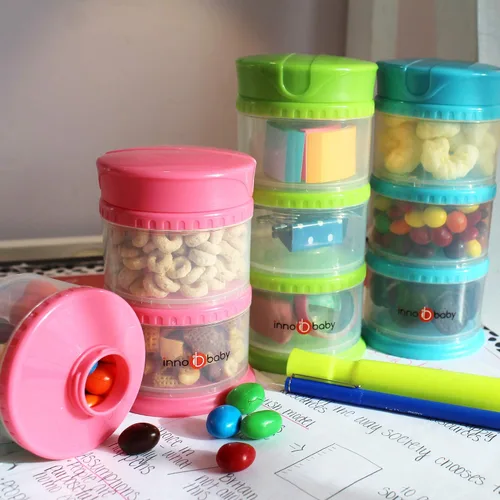 Vista 4 de Innobaby packin "Smart Tres Pisos Twistable contenedor de almacenamiento de alimentos, Azul (Arándano)
