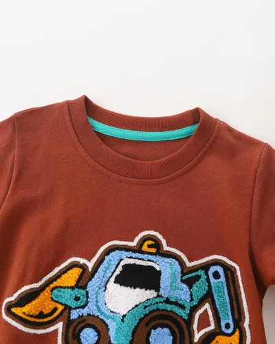 Vista 3 de Sudadera de algodón con cuello redondo y manga larga para niños pequeños