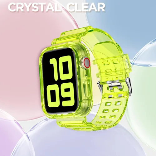 Vista 50 de DABAOZA - Correa transparente compatible con Apple Watch con estuche protector, correa deportiva de TPU con brillo para mujeres y hombres
