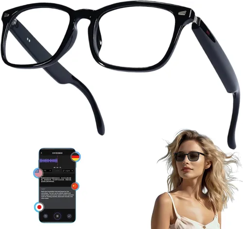 Vista 12 de AI Smart Gafas de Traducción Inalámbricas Bluetooth para Hombres/Mujeres con Altavoces/Bluetooth y Traducción de +140 Idiomas