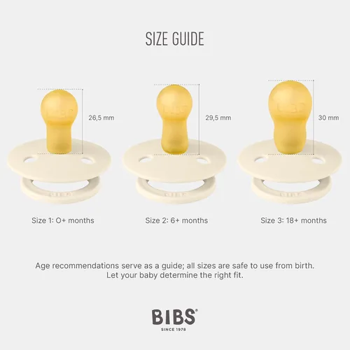 Vista 2 de BIBS - Paquete de 2 chupetes para bebés, goma natural libre de bisfenol A, hechos en Dinamarca, colección Colour, para bebés de 18+ meses, azul bebé