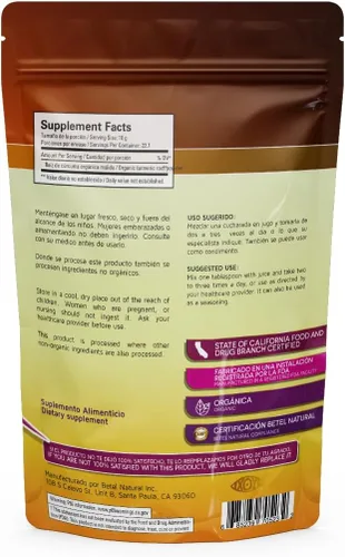 Vista 2 de Betel Natural Cúrcuma Cúrcuma Polvo - 100% Puro 8 Oz