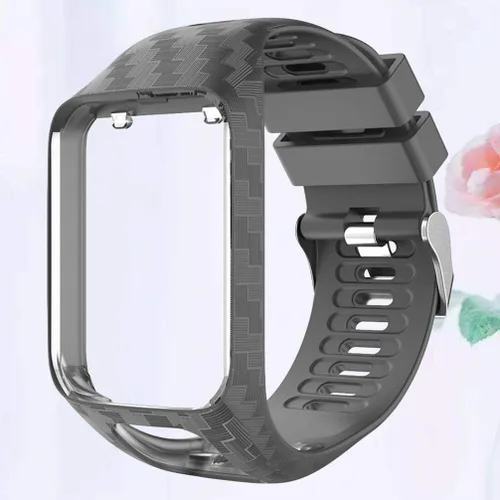 Vista 9 de Hemobllo - Correa de reloj inteligente con marco de silicona ajustable para reloj Tomtom 2/3, color gris