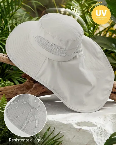 Vista 4 de Sombreros de sol para mujer, protección UV, ala ancha con agujero