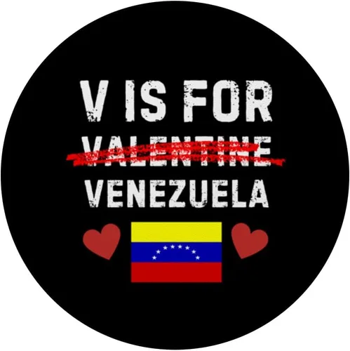 Vista 3 de V Is For Venezuela Funny South America Valentine PopSockets Standard PopGrip