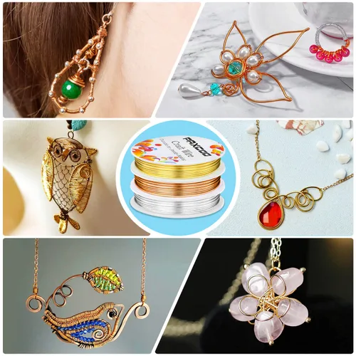 Vista 7 de Paxcoo Paquete de 3 alambres de joyería para manualidades, calibre 18, resistentes al deslustre, para suministros de fabricación de joyas