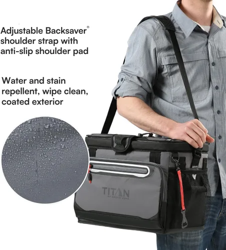 Vista 6 de Titan by Arctic Zone Deep Freeze Cooler - Zipperless Hardbody Cooler - Deep Freeze Insulation, HardBody Liner, and SmartShelf Gris Piel de Tiburón