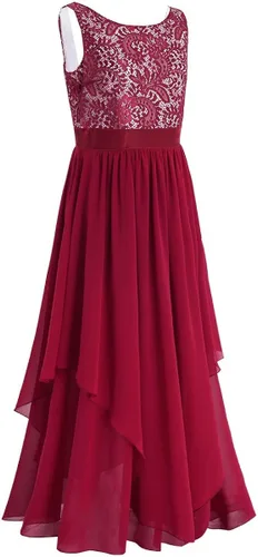 Vista 2 de iiniim Vestido de noche largo formal de gasa con espalda en V para dama de honor
