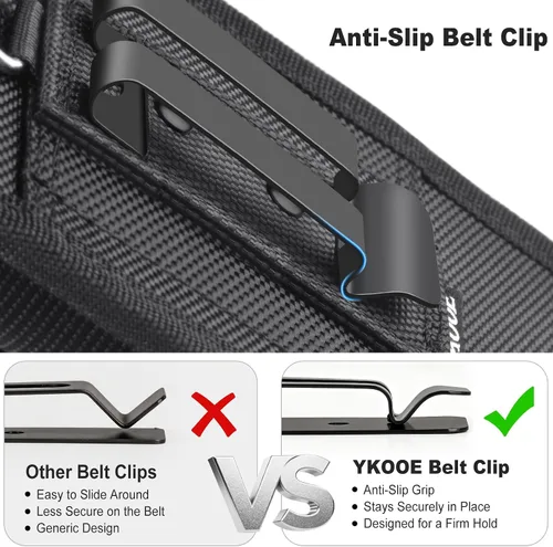 Vista 4 de Funda para teléfono celular ykooe con clip para cinturón y tarjetero Negro