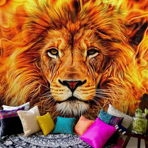 Vista 12 de Rasta Lion of Judah - Tapiz con cabeza de llama, 60 x 40 pulgadas, para colgar en la pared, decoración del hogar Burning Flame Rasta Lion of Judah