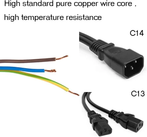 Vista 7 de Paquete de 2 cables de cable adaptador de corriente C14 a 2 x C13 para servidor UPS
