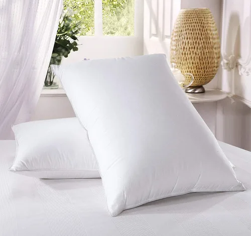 Vista 2 de Royal Tradition Almohadas de plumón (firme) Queen/tamaño estándar, color blanco, funda de 100% algodón con 500 hilos, 750 rellenos de potencia, 41