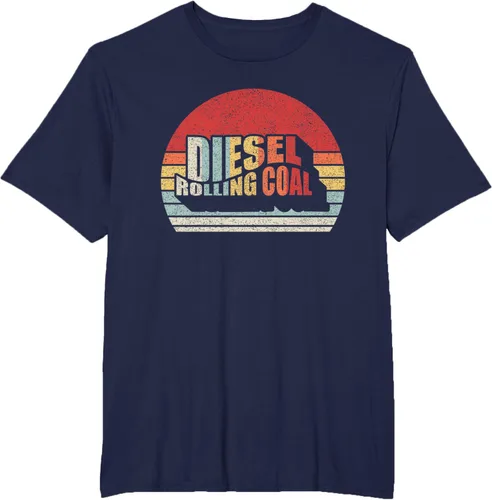 Vista 39 de Camiseta de camión diésel con motor diésel retro y divertido de carbón, Negro