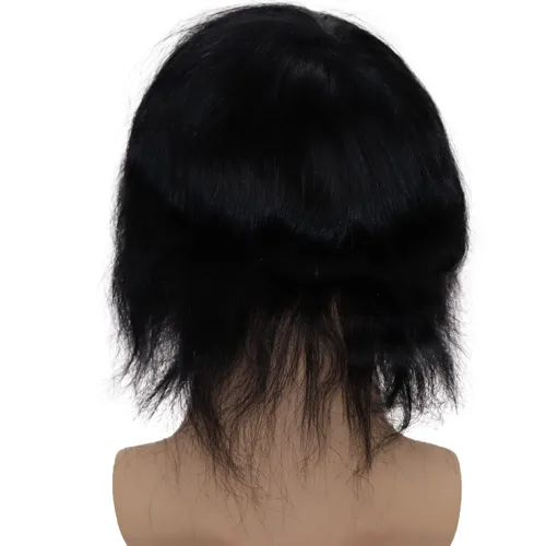 Vista 4 de Peluca de piel ultrafina de 0.003 in para hombres, 100% cabello humano virgen europeo, pelucas de repuesto de cabello humano real, 8x10 pulgadas, #1