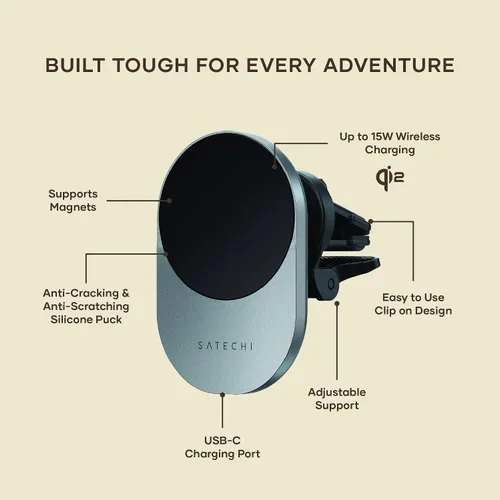 Vista 2 de Satechi Cargador de coche y cargador inalámbrico OntheGo™ 3 en 1 para iPhone, AirPods, Apple Watch