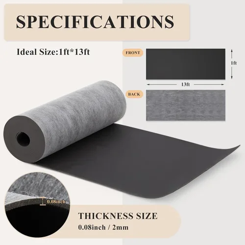 Vista 2 de Frienda 1 vinilo con carga masiva de 13 pies, insonorización Mlv para absorbente de sonido, 0.079 in de grosor, material antivibración amortiguador