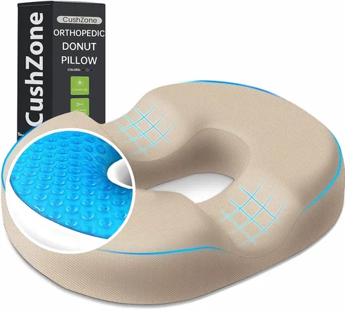 Vista 10 de CushZone Almohada Cojín de Asiento en Forma de Dona - Almohada de Piso de Gel Refrescante, Cojín de Piso de Espuma Viscoelástica para Oficina