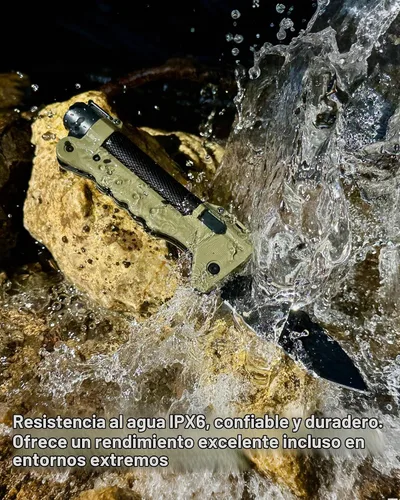 Vista 8 de VIPERADE VAK6 Multiherramienta de supervivencia con cuchillo plegable, linterna LED, encendido por pulso y generador de manivela, cuchillo