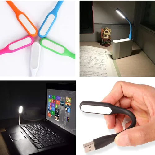 Vista 3 de Lámpara LED USB flexible, mini, portátil, para noche, compatible con banco de energía, laptop, portátil, lectura, teclado de ordenador, luz