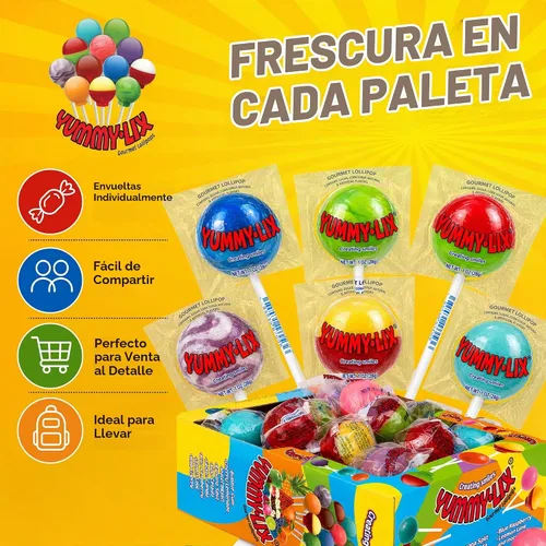 Vista 5 de Yummy-Lix Piruletas (Paquete de 24, Redondas Gourmet)