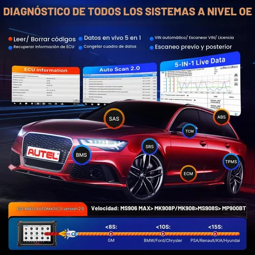 Vista 8 de Autel MaxiSYS MS906 MAX - Escáner 2026 de 10.1 pulgadas, MS906MAX más grande que MS906 PRO ECU C0ding as Elite 2 PRO, CANFD DoIP, V2.0 Up of