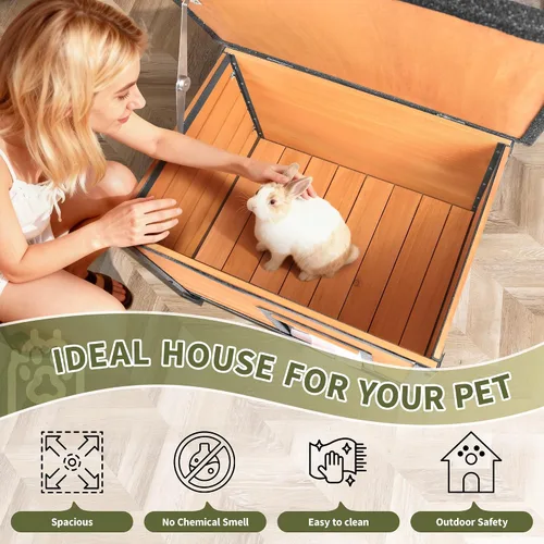 Vista 3 de Casa para gatos al aire libre, casa para gatos al aire libre, resistente a la intemperie, techos de asfalto abiertos, casa para gatos para gatos