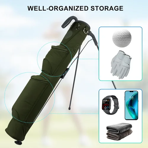 Vista 12 de Bolsa de golf ligera, fácil de llevar, pequeña bolsa de golf con divisores de longitud completa de 2 vías y bolsillos, para el campo de prácticas