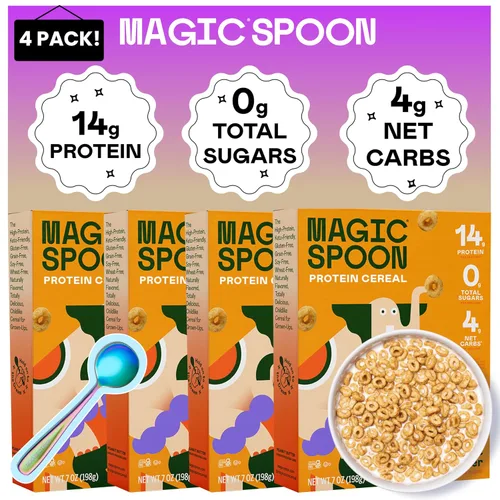 Vista 22 de Cereal Magic Spoon - Cereales Altos en Proteínas - Snacks Sin Azúcar y Comida para el Desayuno - Cereal Sin Granos y Sin Gluten - Snacks Saludables