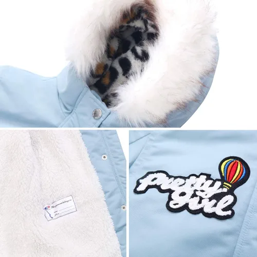 Vista 4 de Rokka&Rolla Abrigo de invierno resistente al agua para niñas con forro polar de sherpa cálido con piel con capucha